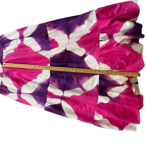 Busayo Collective Tie Dye One Shoulder Maxi Dress L  Tiered Ruffled Party Summer - Picture 9 of 12